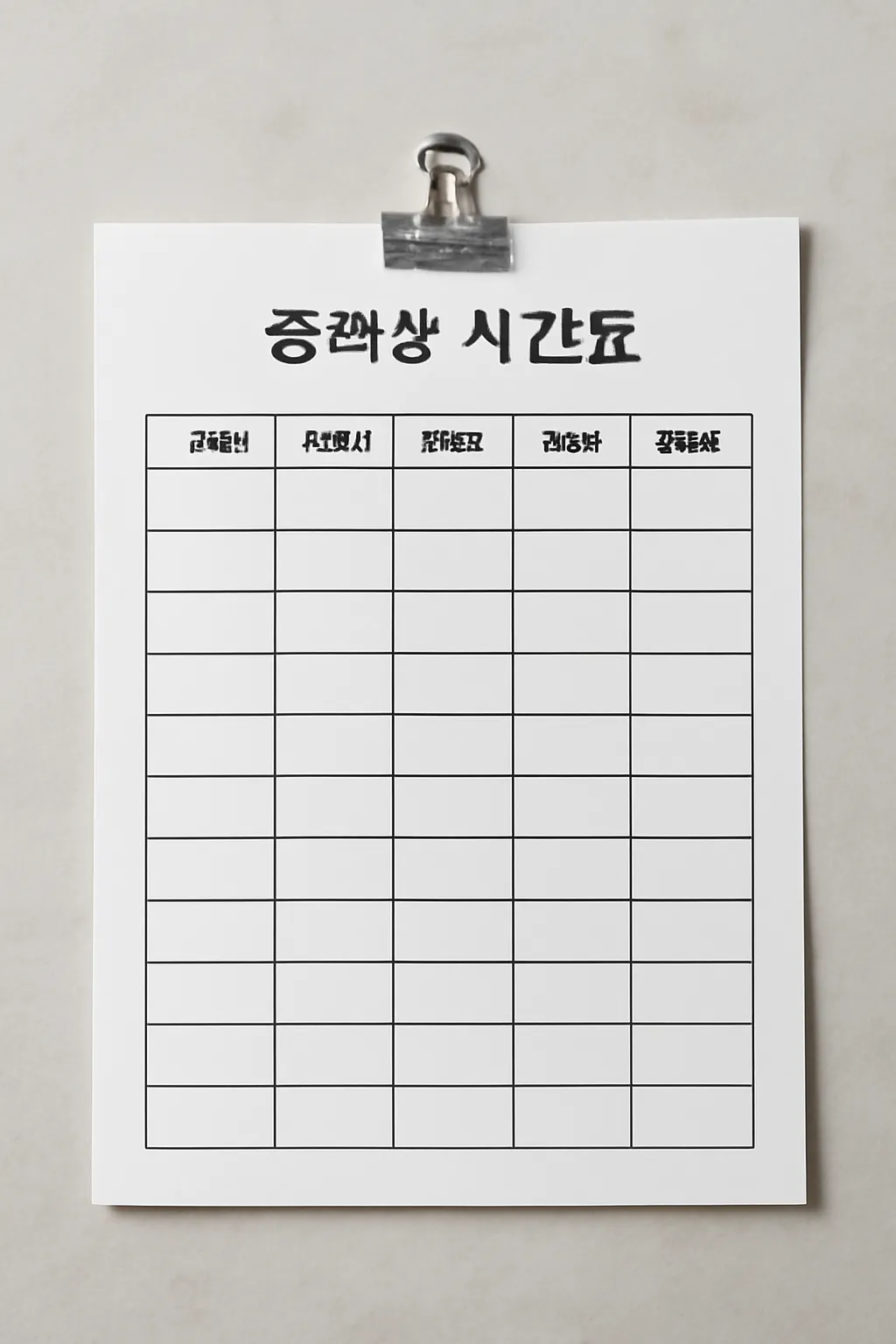 중학생 시간표 틀