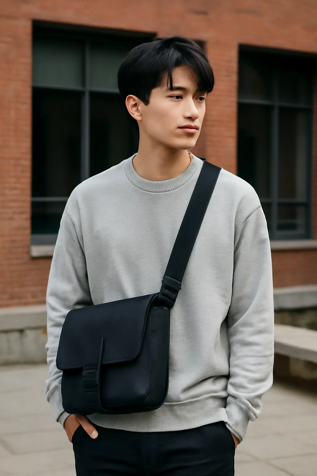 남자 대학생 크로스백