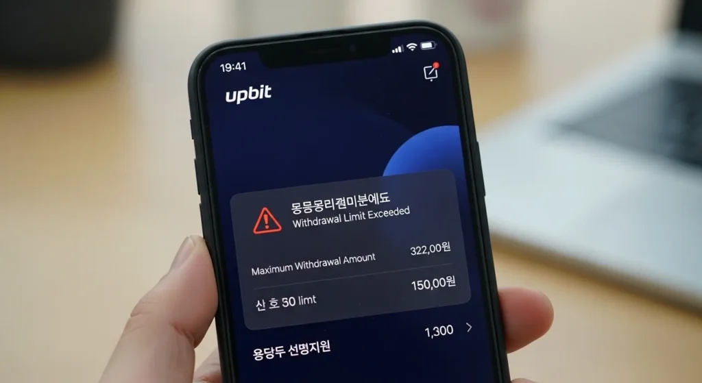 업비트 출금가능한도 초과