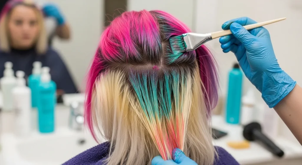 새치 탈색 후 염색